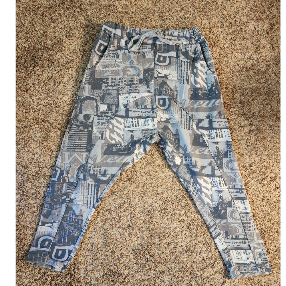 Made in Italy Gray Graffiti Urban Print Jogger‎ Pants Typography Size S